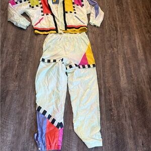 Vintage Colorful Geometric Women's Jumpsuit breakaway Velcro pants